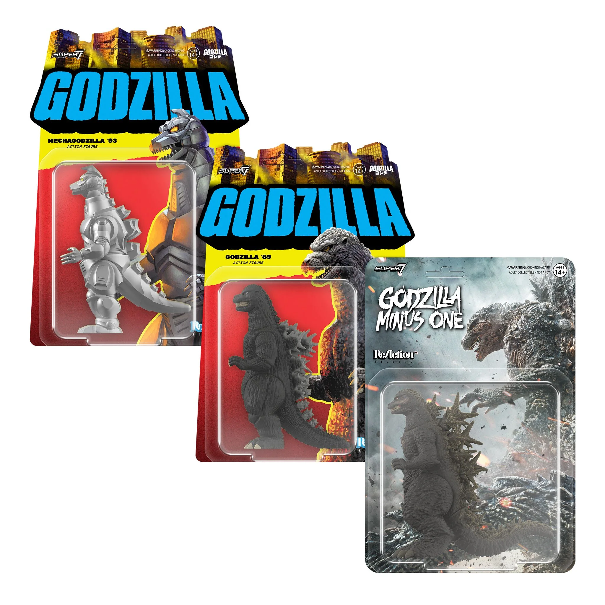 Toho ReAction Figures - Godzilla (Minus One), Godzilla '89, & Mechagodzilla '93