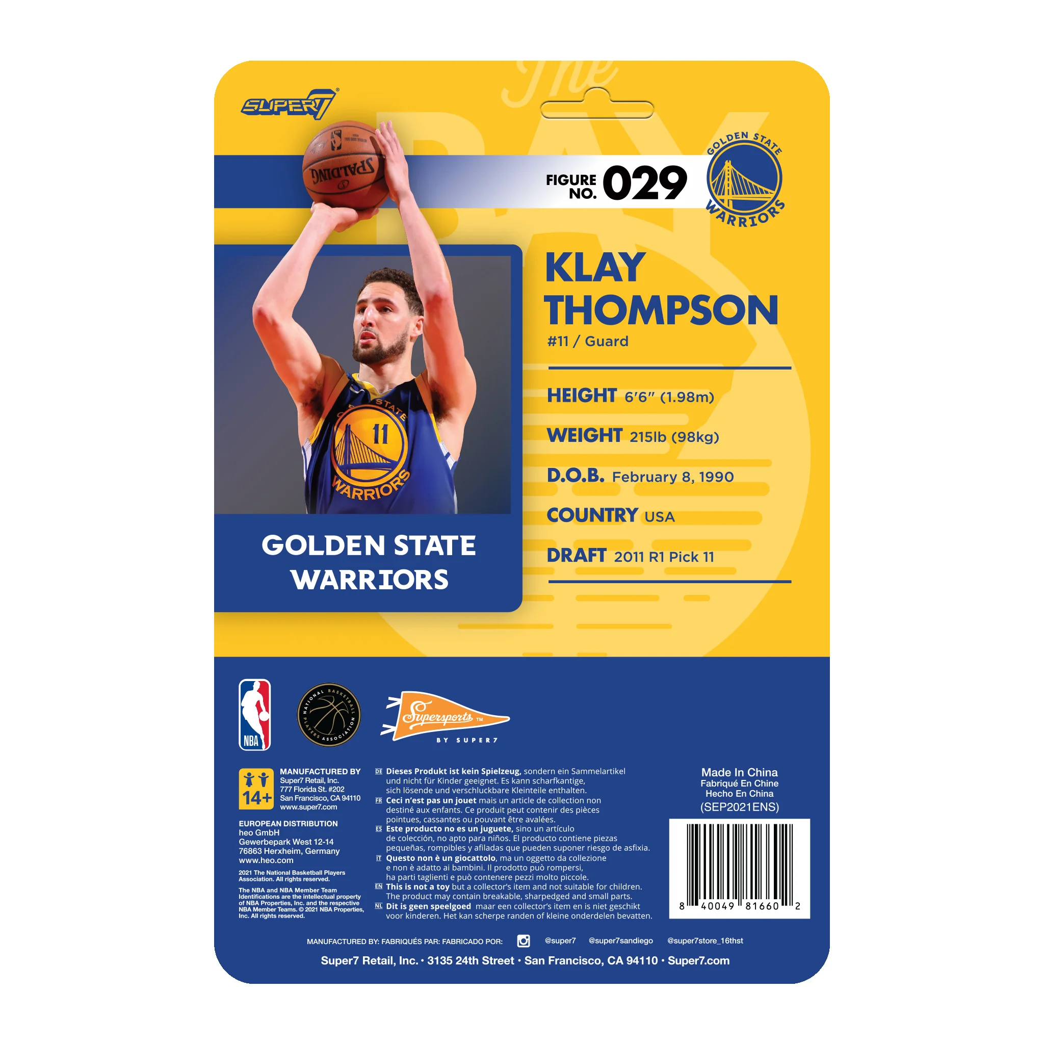 NBA Supersports Figure Wave 4 - Klay Thompson (Warriors) 4 NBA Supersports Figure Wave 4 - Klay Thompson (Warriors)