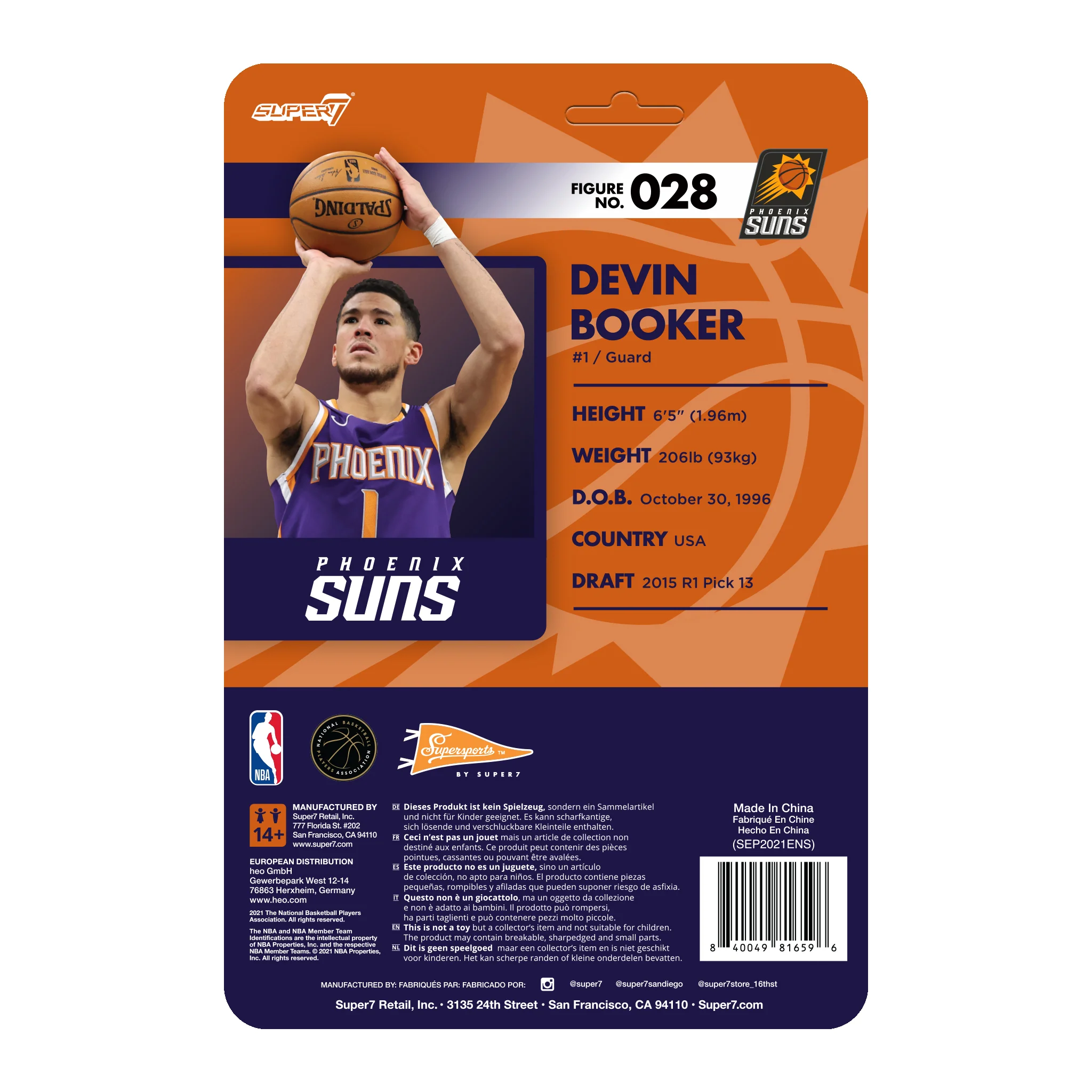 NBA Supersports Figure Wave 4 - Devin Booker (Suns) 4 NBA Supersports Figure Wave 4 - Devin Booker (Suns)