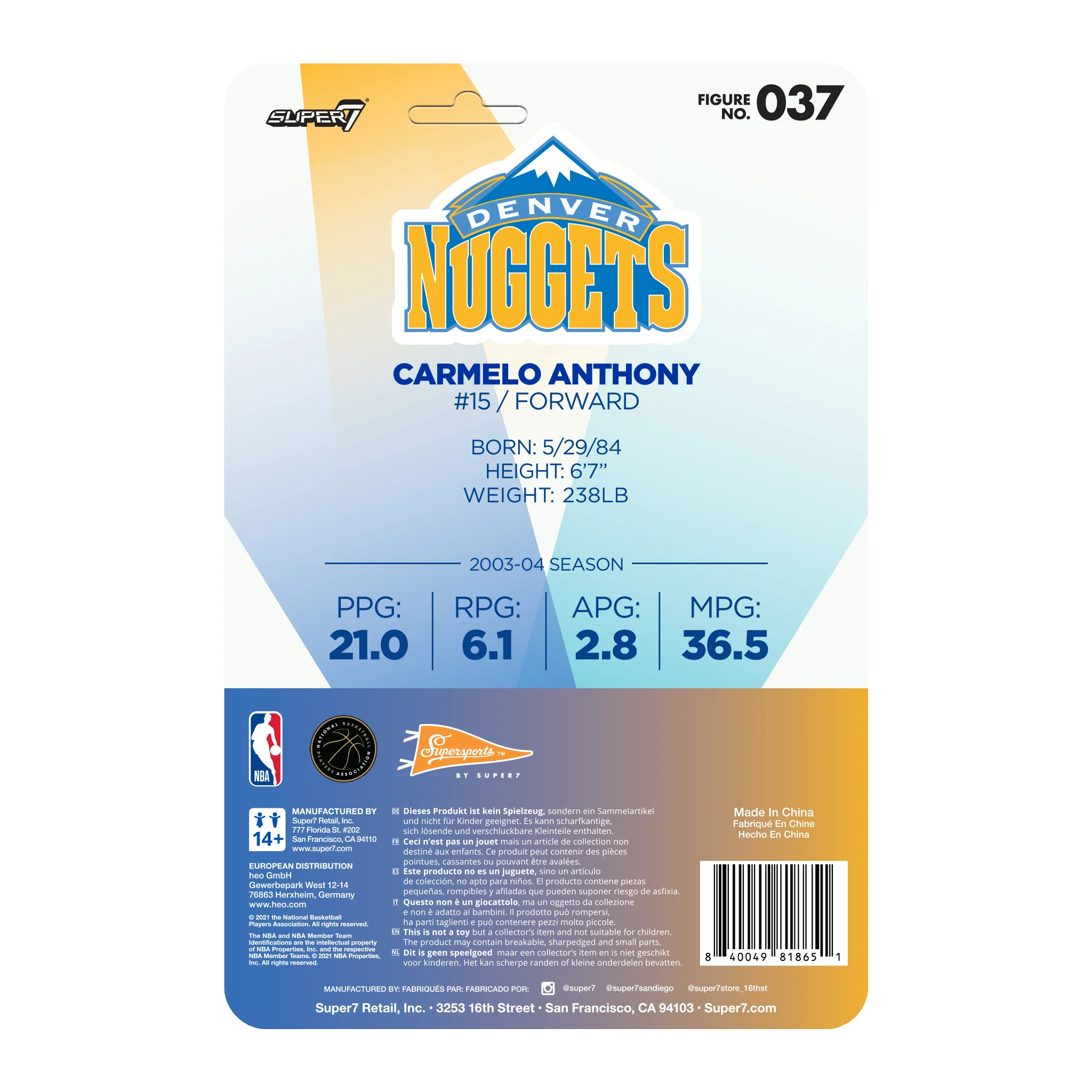 NBA Hardwood Classics ReAction W1 - Carmelo Anthony (Nuggets, Blue) 4 NBA Hardwood Classics ReAction W1 - Carmelo Anthony (Nuggets, Blue)