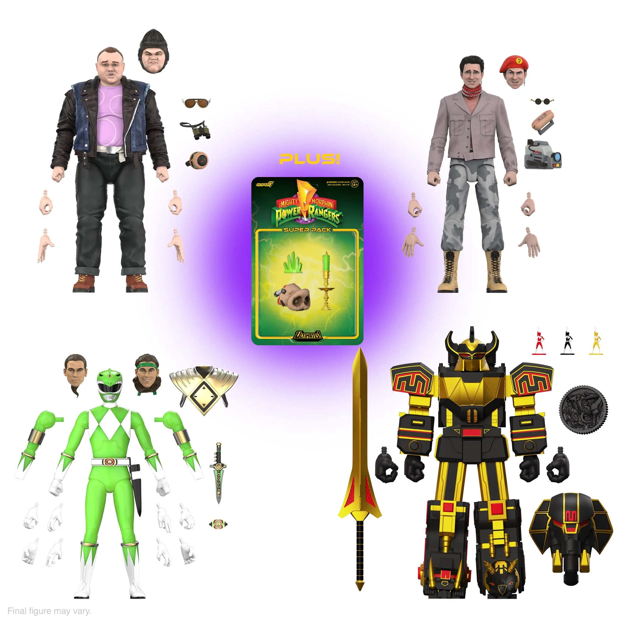 Mighty Morphin Power Rangers ULTIMATES! Wave 5 - Megazord (Black & Gold), Bulk, Skull & Green Ranger (Glow)