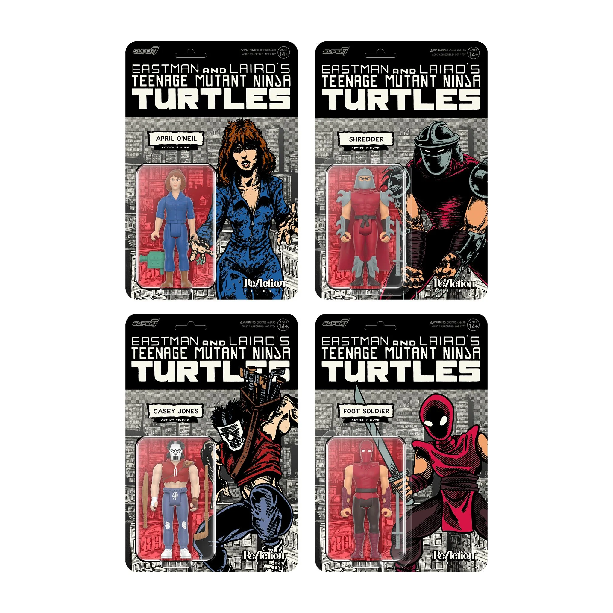 Teenage Mutant Ninja Turtles ReAction Figures Wave 11 - April O'Neil, Casey Jones, Shredder, & Foot Soldier (Comic Color)