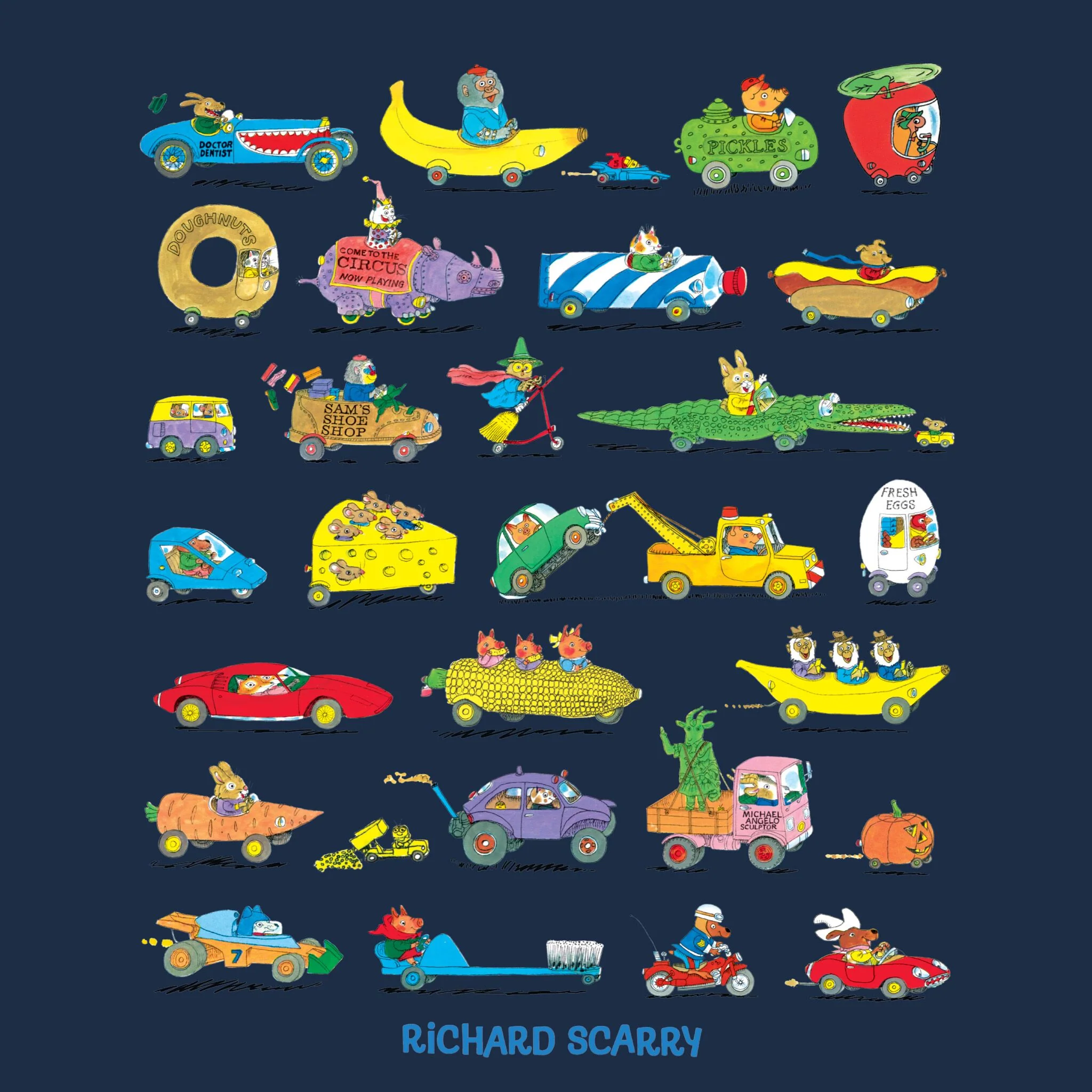 Richard Scarry Lowly Worm Apple Car Tshirt 3 Richard Scarry Lowly Worm Apple Car Tshirt