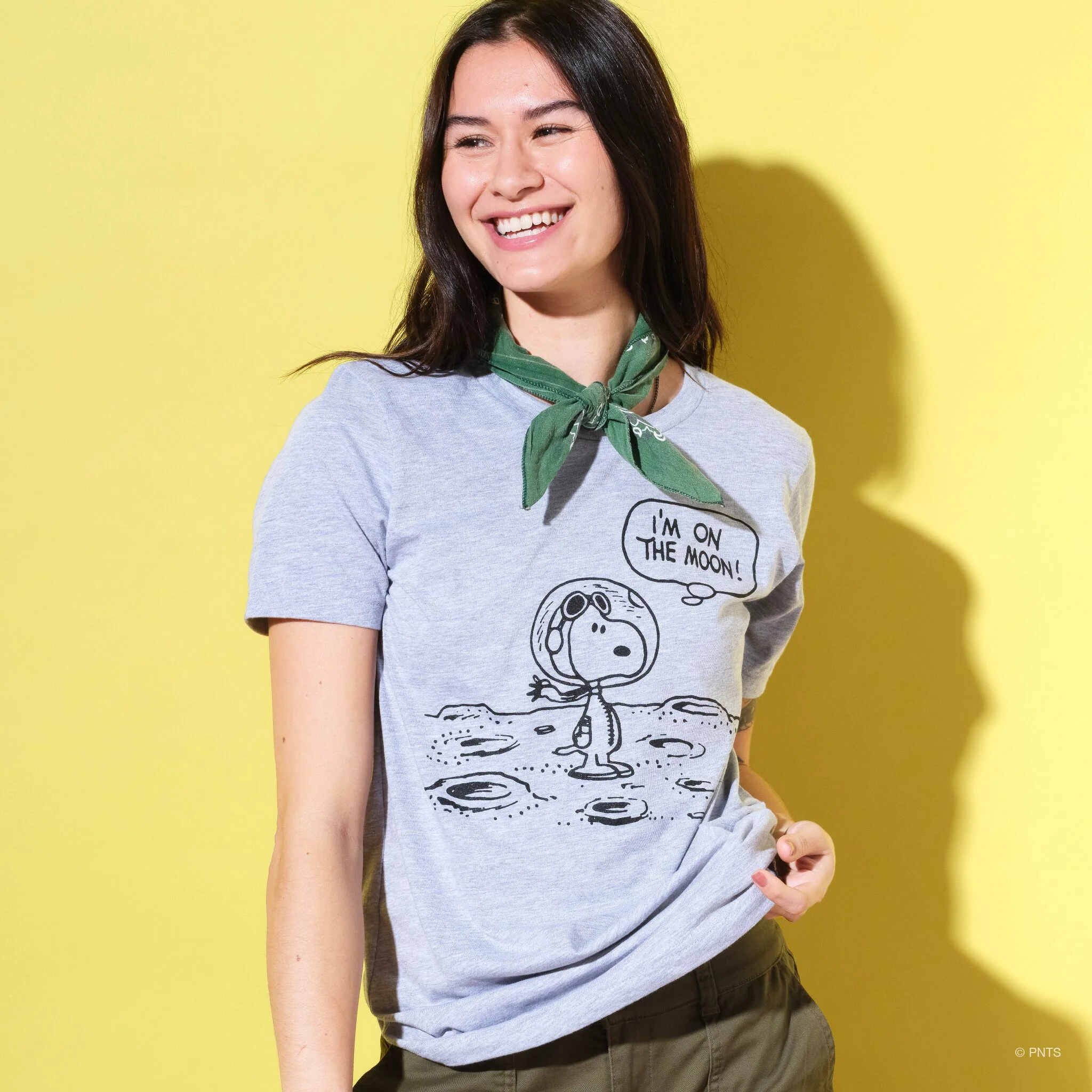 Peanuts Snoopy on the Moon - Athletic Heather T-shirt