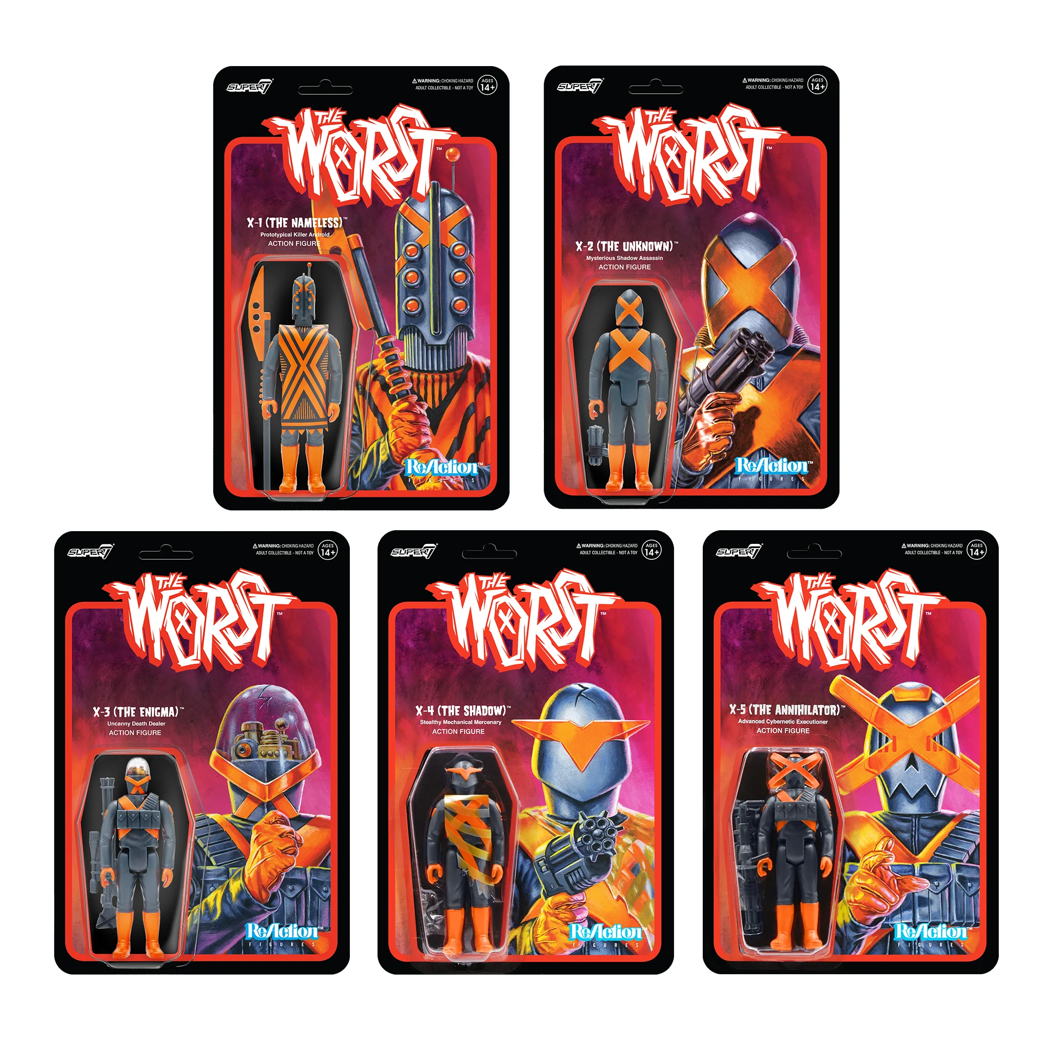 The Worst ReAction Figures Wave 3 - X-Series (Full Set)