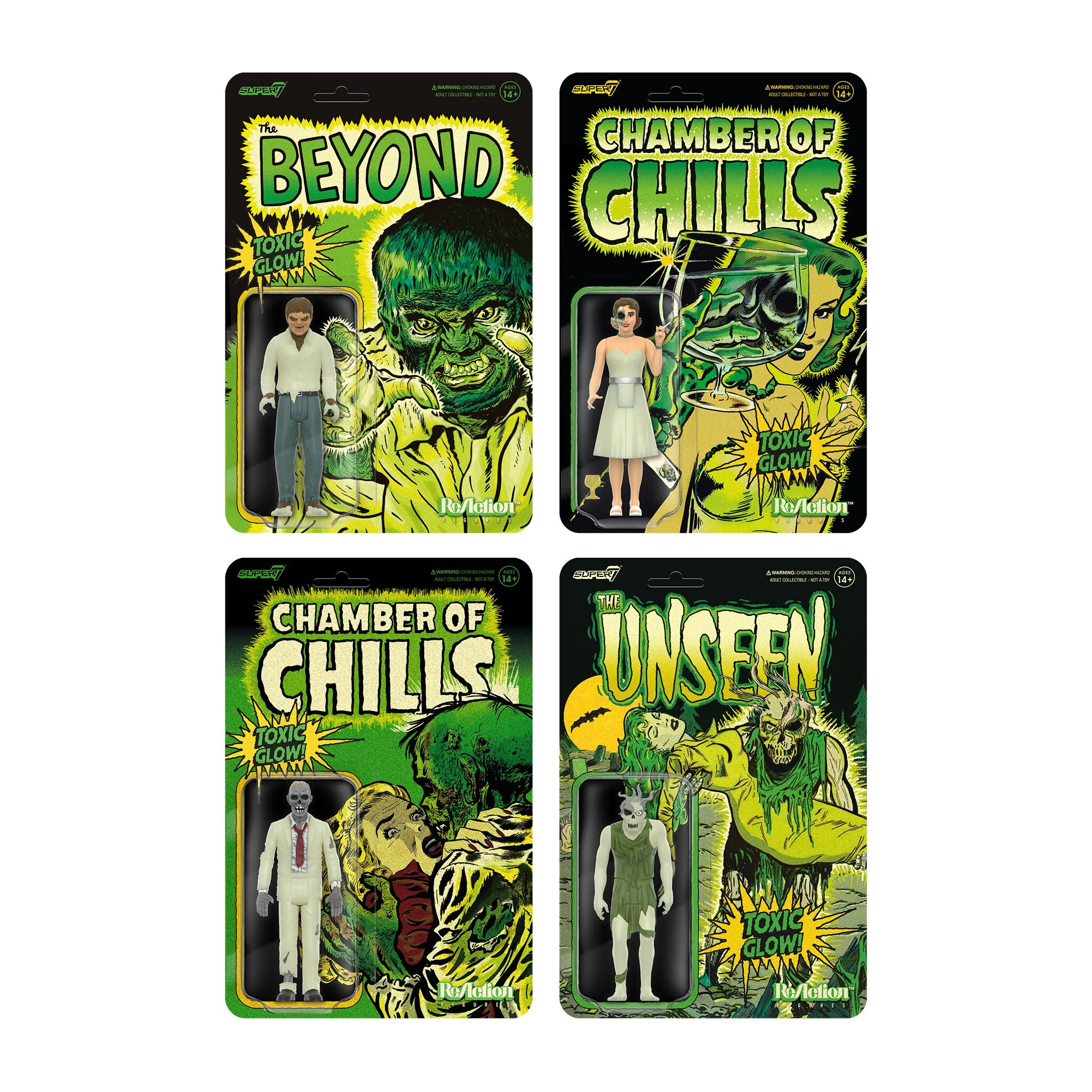Pre-Code Horror ReAction Figures Wave 4 - Heartless Zombie, Voracious Werewolf, Spine-Chilling Ghoul & Dead Darling (Glow)