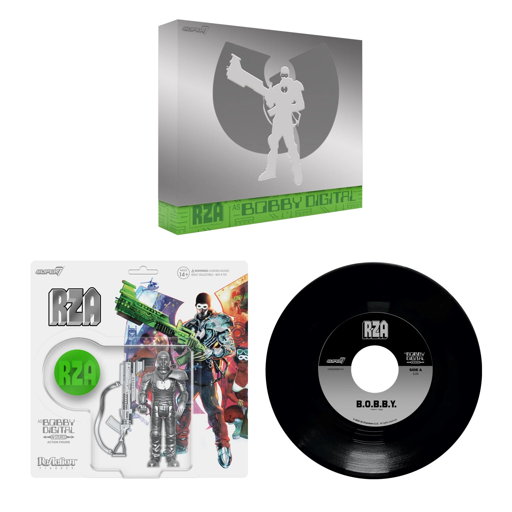 Bobby Digital ReAction Figures Wave 03 - Bobby Digital (Metallic Silver w/ 45 Adaptor)